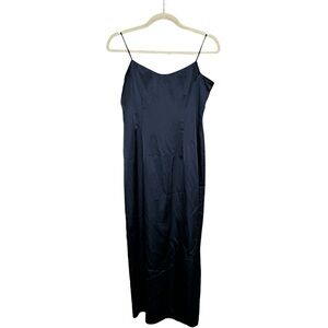 Vintage Rickie Freeman Teri Jon Satin Slip Dress 2 Navy